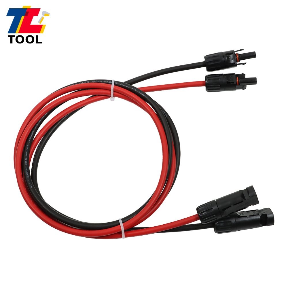 1 Pair 5FT 10AWG Solar Panel Extension Cable Wire Connector Black + Red