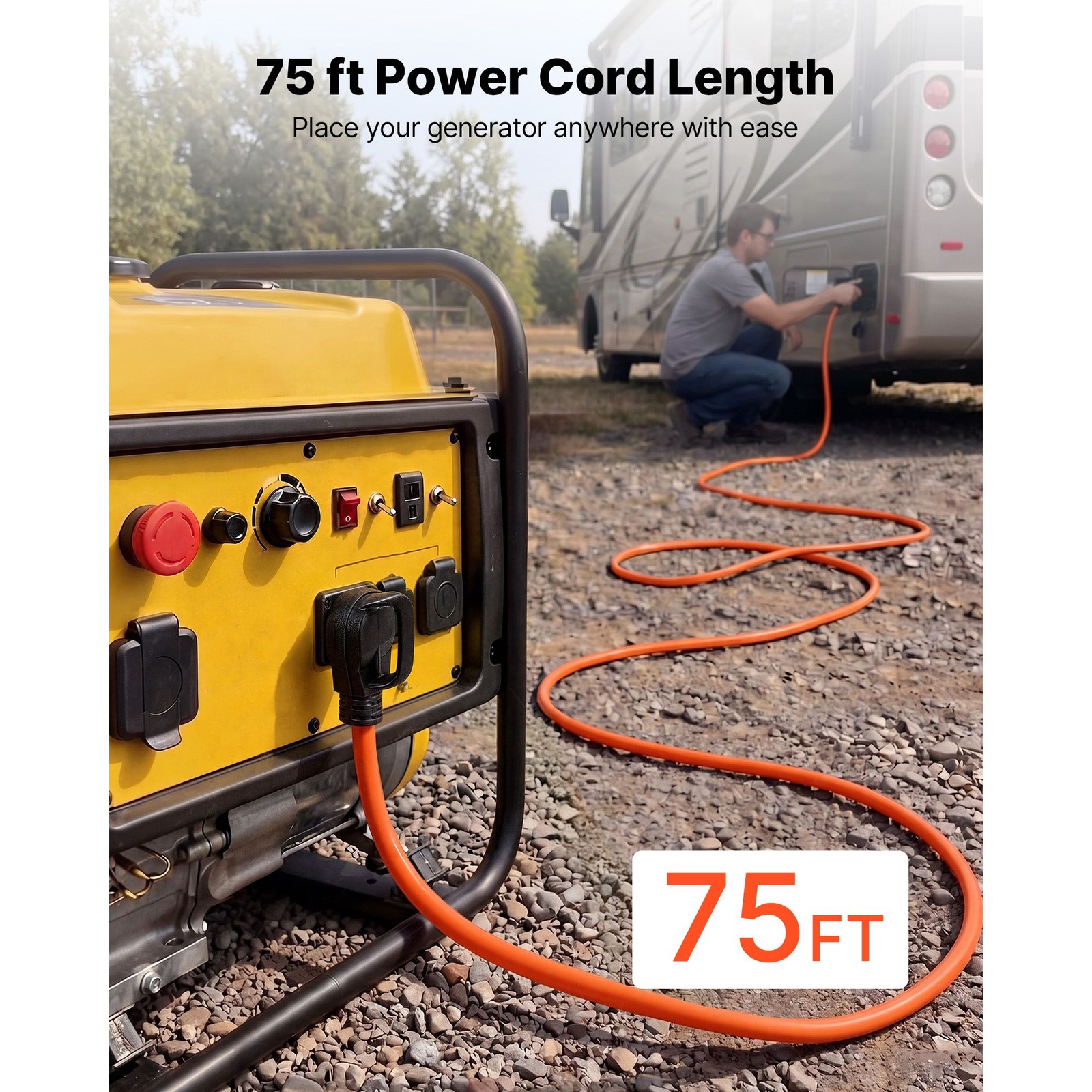 50 Amp Generator Cord, 75 Feet, 125/ 250V RV Power Cord NEMA 14 – 50P to SS2