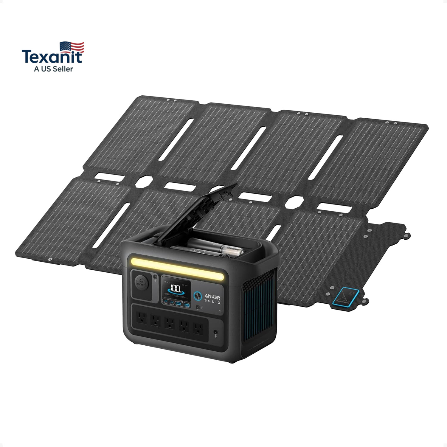 SOLIX C800X Portable Power Station with 100W Solar Panel, 1200W Solar Generator
