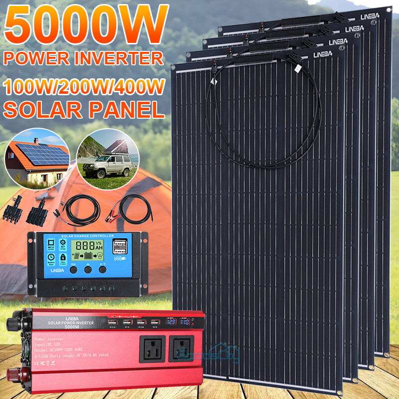 5000W Complete Solar Power Generator Solar Panel Kit Home 110V Grid System