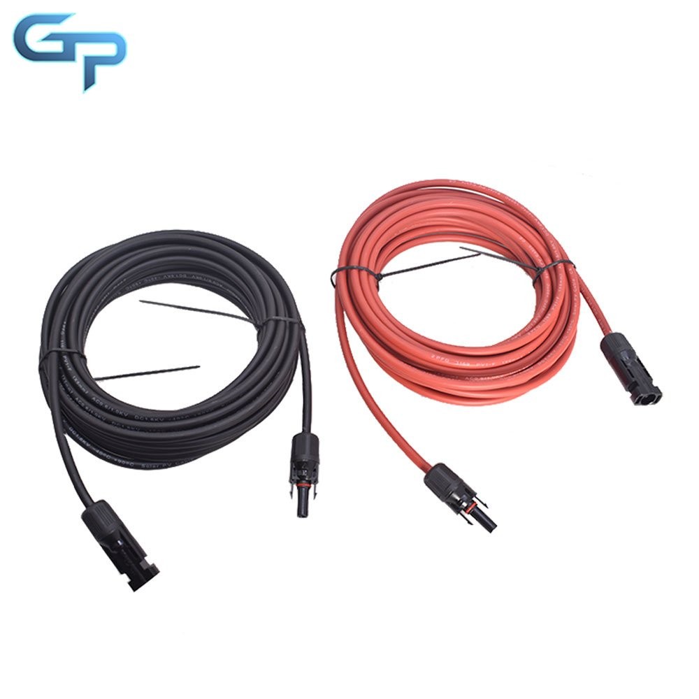 25 Feet 1 Pair 10AWG Red + Black Solar Panel Extension Cable Wire Connector