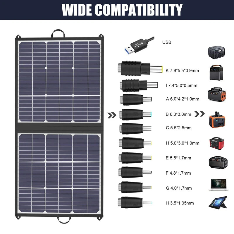 Gooloo Solar 100, 18V 100W Portable Solar Panel for Camping, Road Trip Foldable