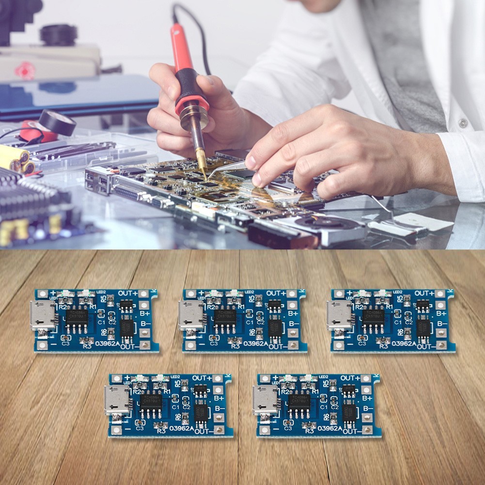 USB 5V 1A Lithium Ion Charging Board Module 5 Pack Work Temp 10C to 85C