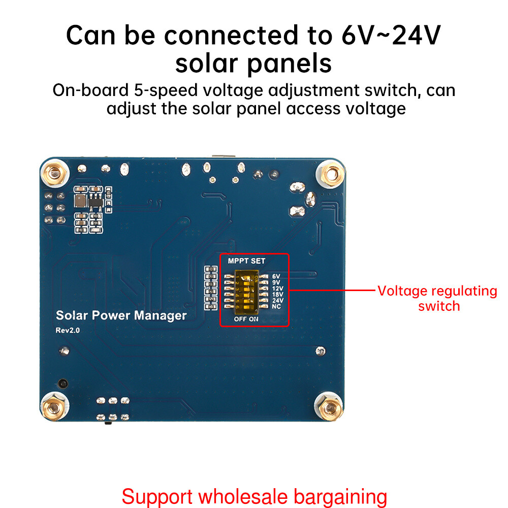 Power Manager Module for 6V~24V Solar Panel Support MPPT USB Battery Charging