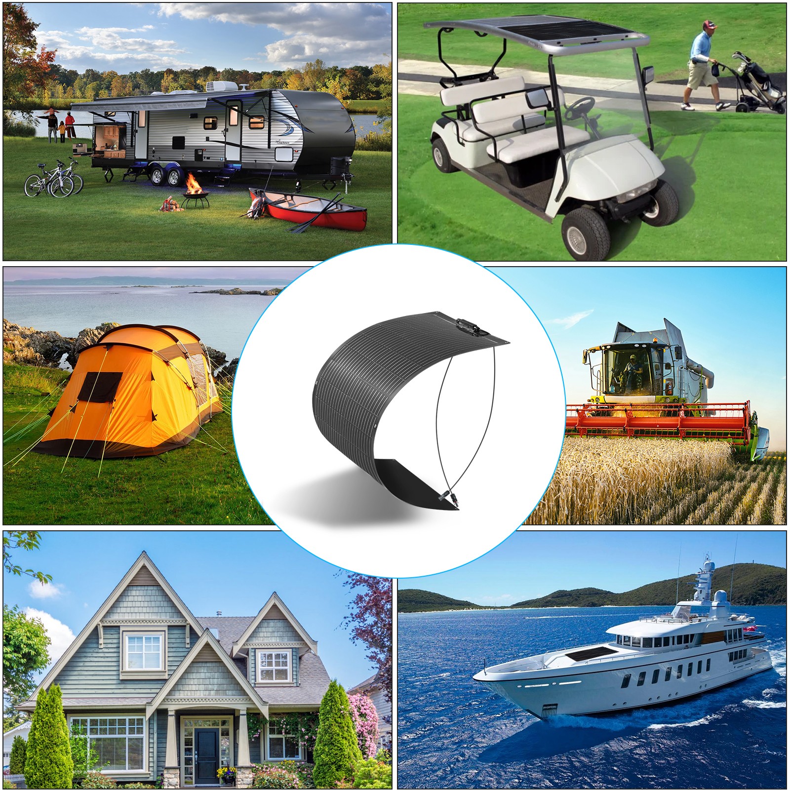 100W Flexible Solar Panel Mono Bendable Off-Grid Charger for RV Camper Boat NEW