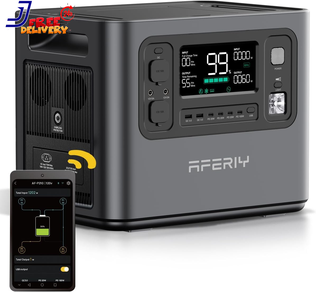 2048Wh Portable Power Station 2400W (Peak 4800W) P210 Lifepo4 Battery Generator