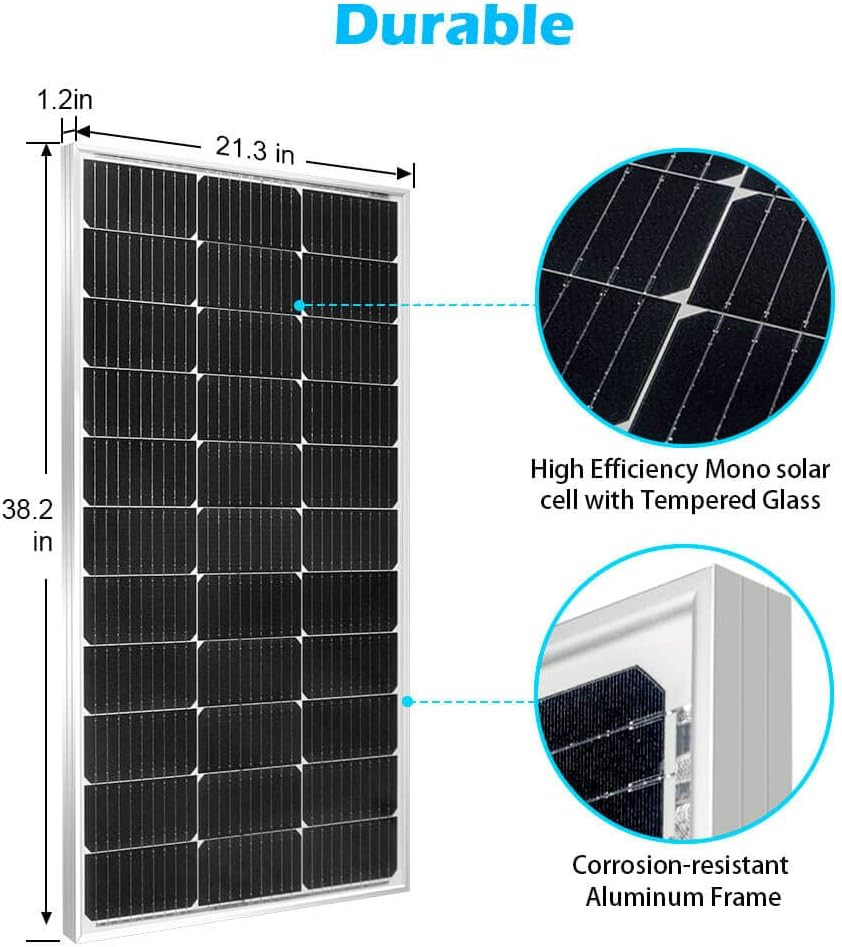 SUNGOLDPOWER 2Pcs 100W Solar Panel Monocrystaline Solar Panel Module Grade a Sol