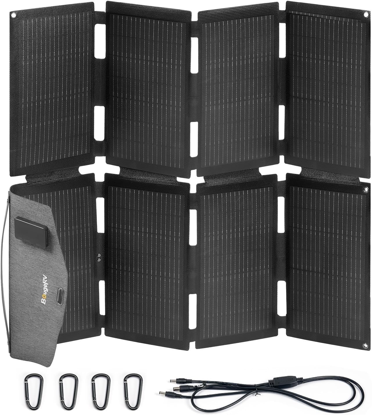 BougeRV 100W Fiberglass Portable Solar Panel, Foldable Solar Cell Solar Charger