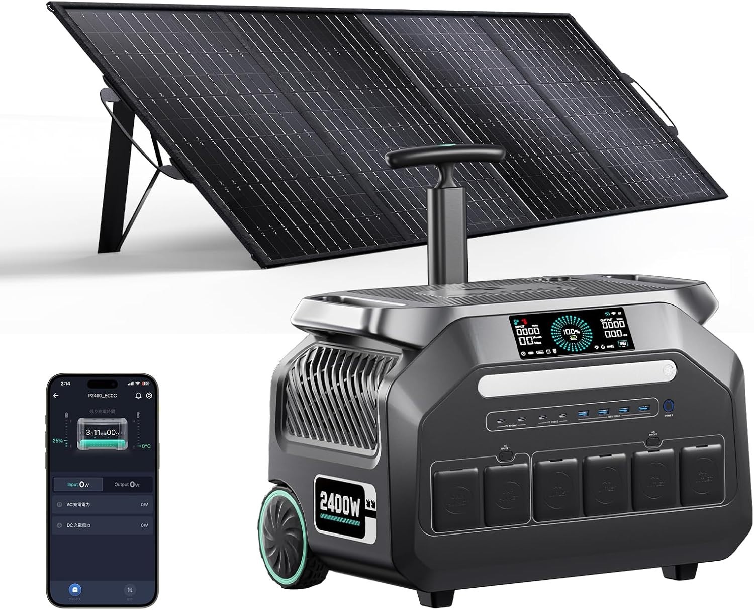 IEE 2400W/2048Wh Solar Power Station with 200W Solar Panel,P2400 Solar Generator