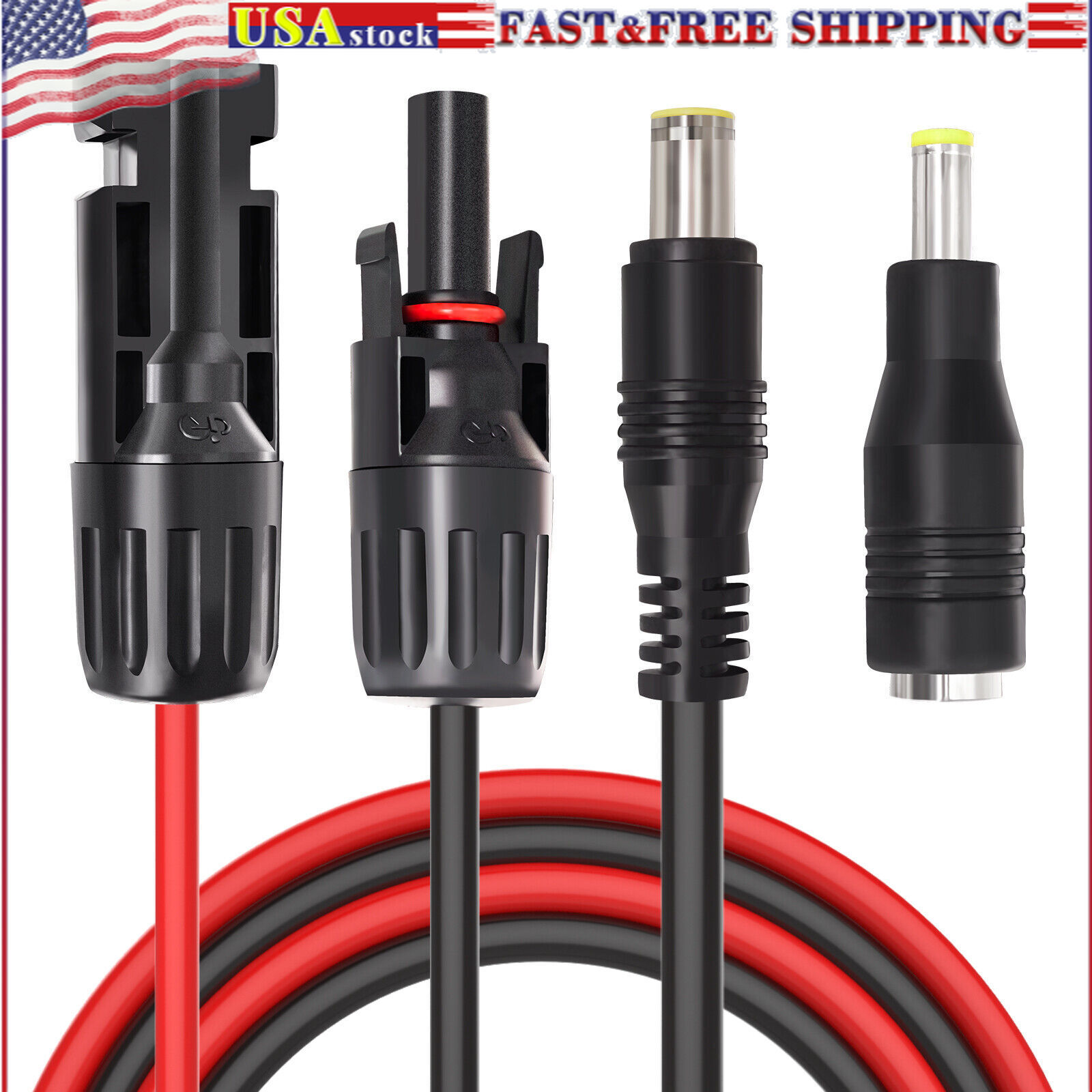 Solar Panel Connector to DC 8mm Adapter Extension Cable 16 AWG with DC 5.5mmx2.5