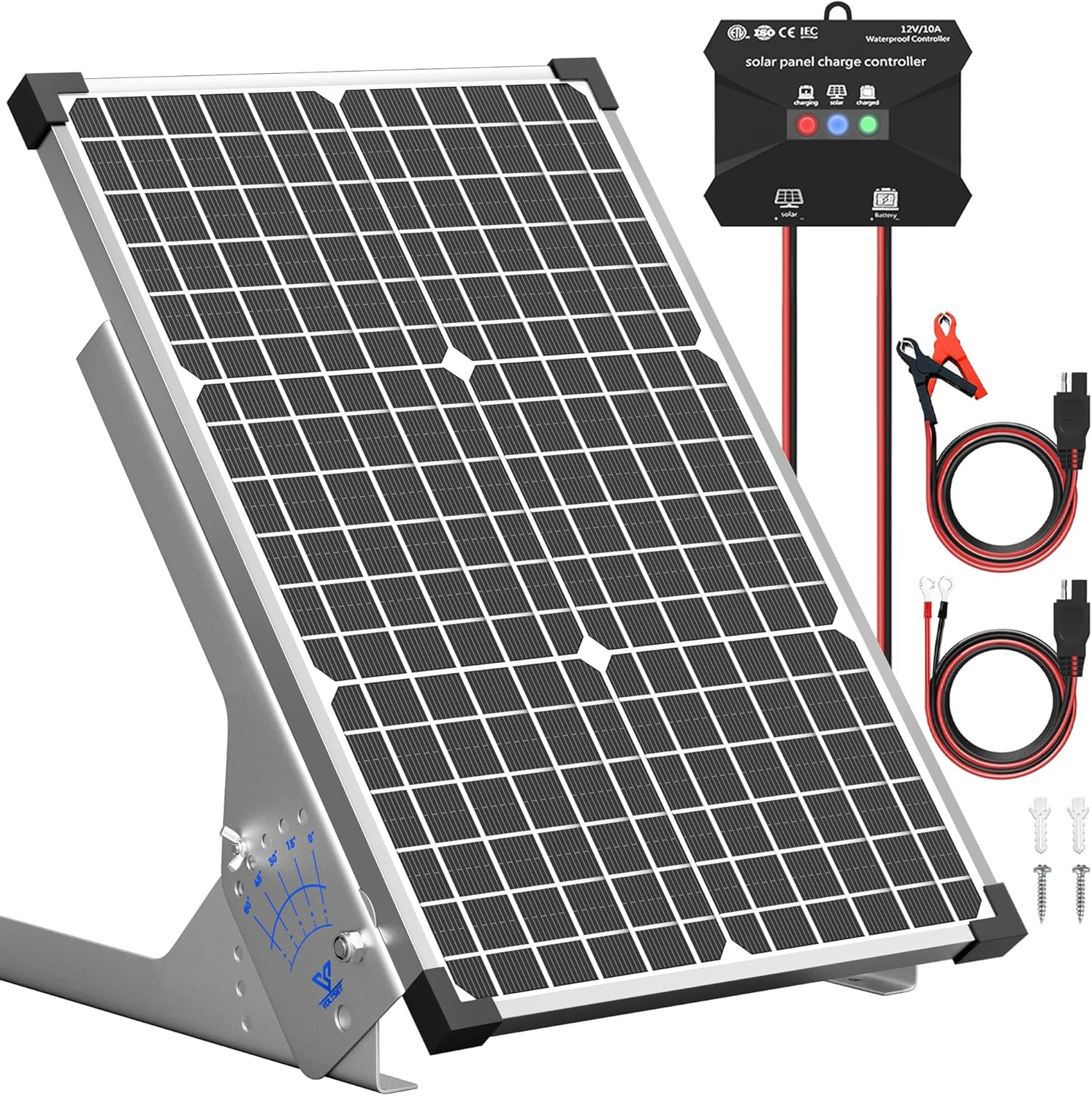 30W Solar Panel Kit, 12V Solar Battery Trickle Charger Maintainer + 10A MPPT Cha