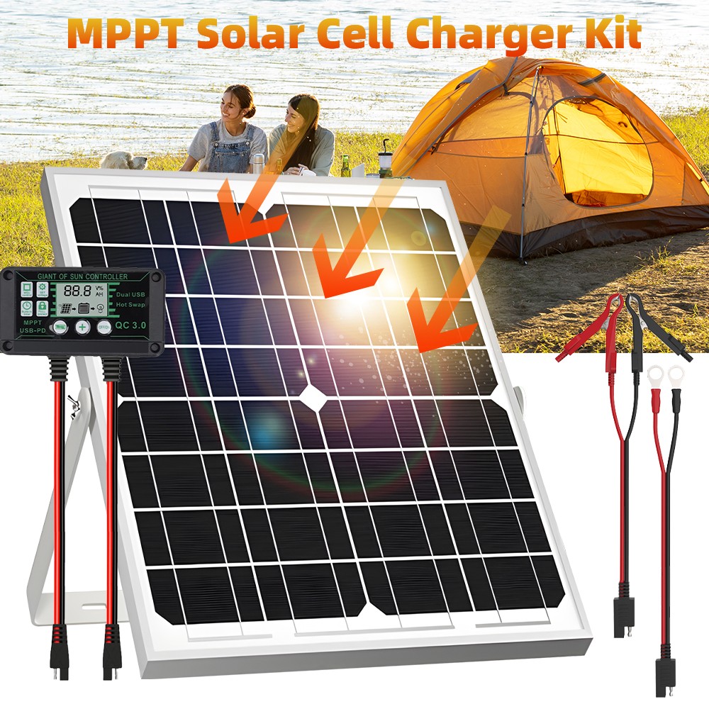 12V Solar Battery Trickle Charger 15W-40W Solar Panel Maintainer for Car RV Boat