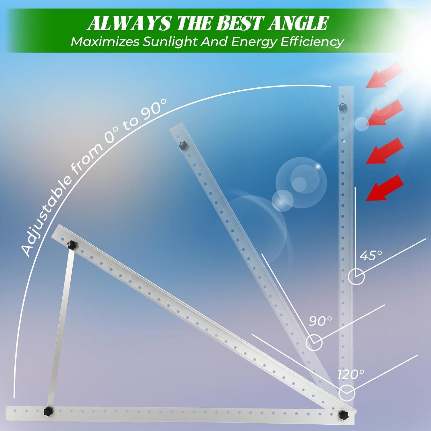 1 Set 45Inch Adjustable Solar Panel Mount, Suitable for 100-400 Watt Solar Panel