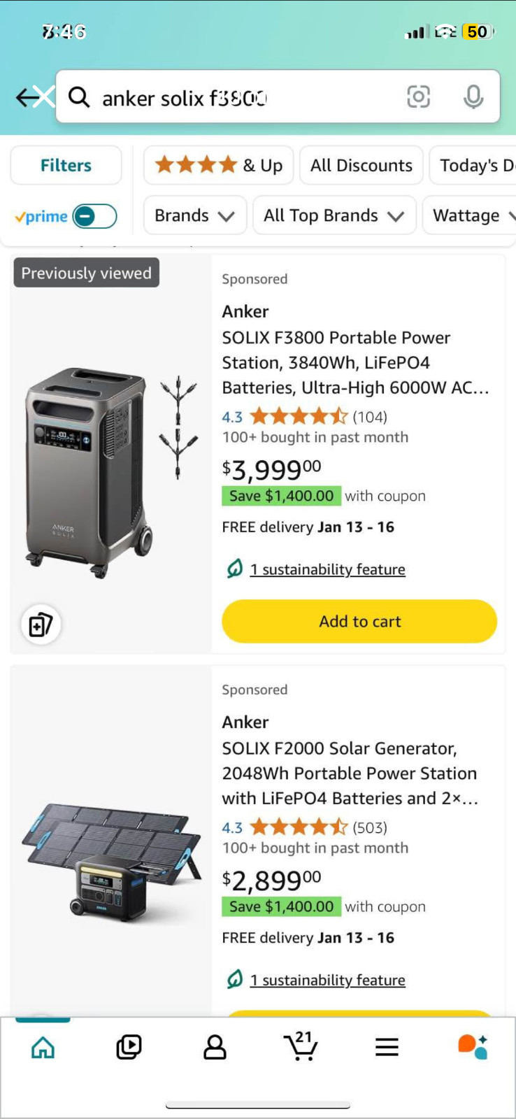 Anker Solix F3800 Portable Power Station Battery Backup 3840Wh 6000W