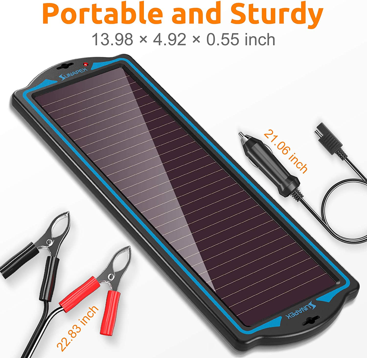 SUNAPEX 12V Solar Trickle Charger,Battery Charger,Battery Maintainer Portable Po
