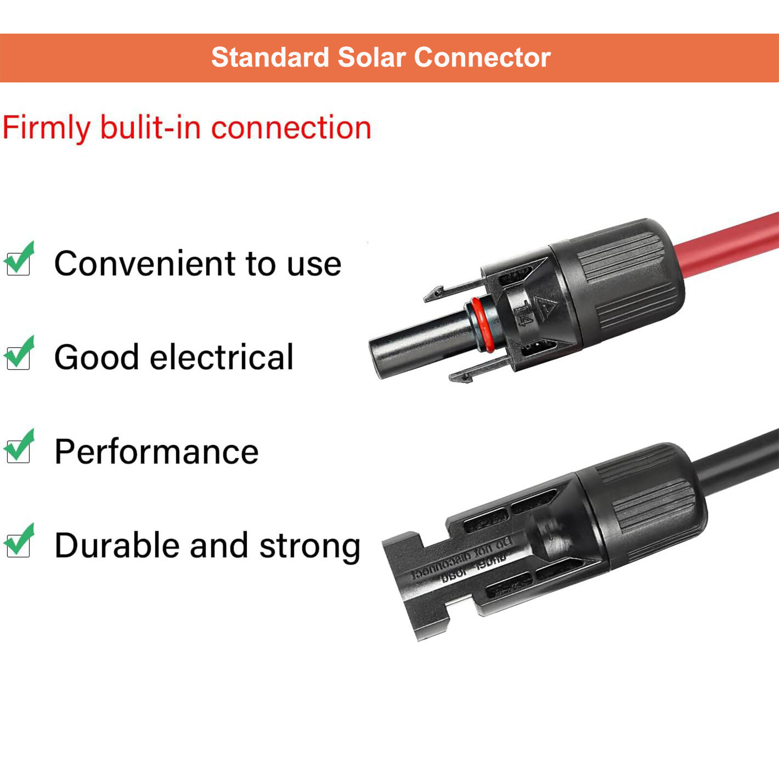 10AWG Solar Panel Extension Cable 30FT/50 FT PV Cable w/ Flexible Wire Connector