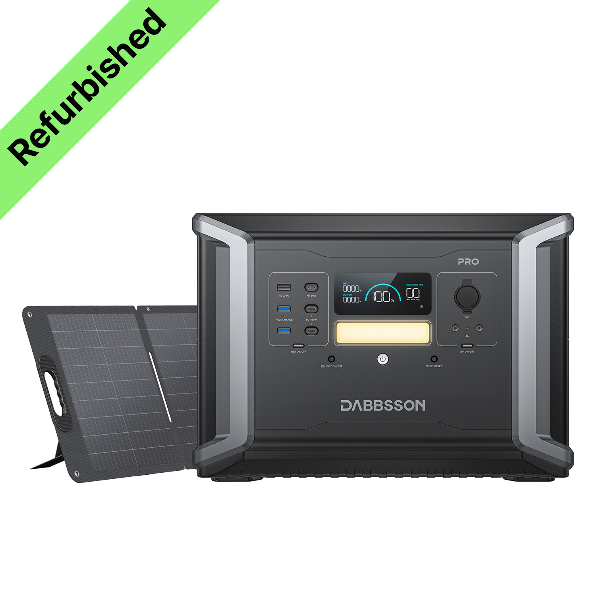 2150Wh 2400W Power Station Generator w/ 210W Folding Solar Panel Refurbished