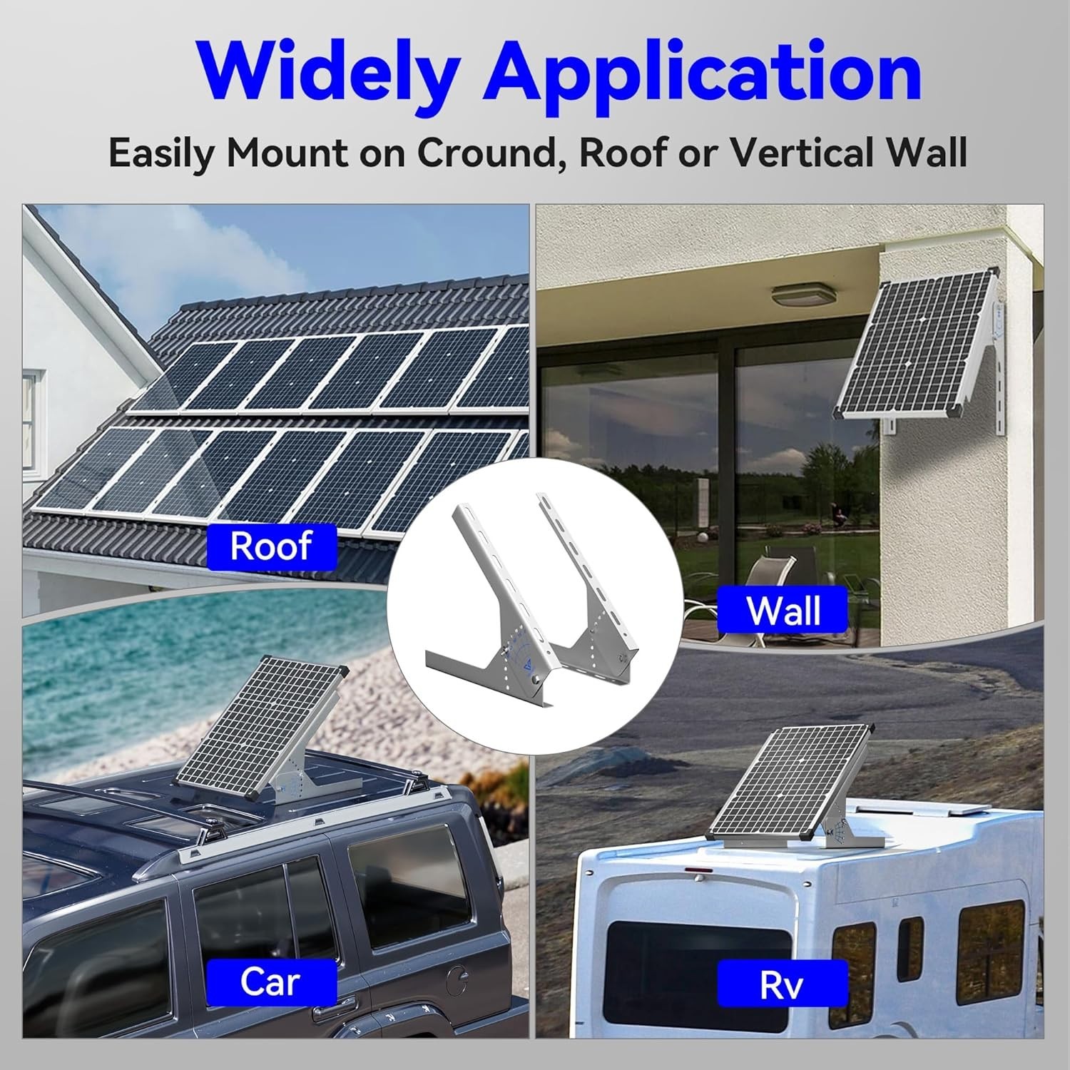 Solar Panel Mount Stand: 13.8in Immortal Steel Adjustable Angle Bracket – Rac..