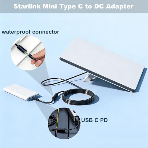 Starlink Mini DC Extension Cable – USB C Type-C to DC Power Adapter