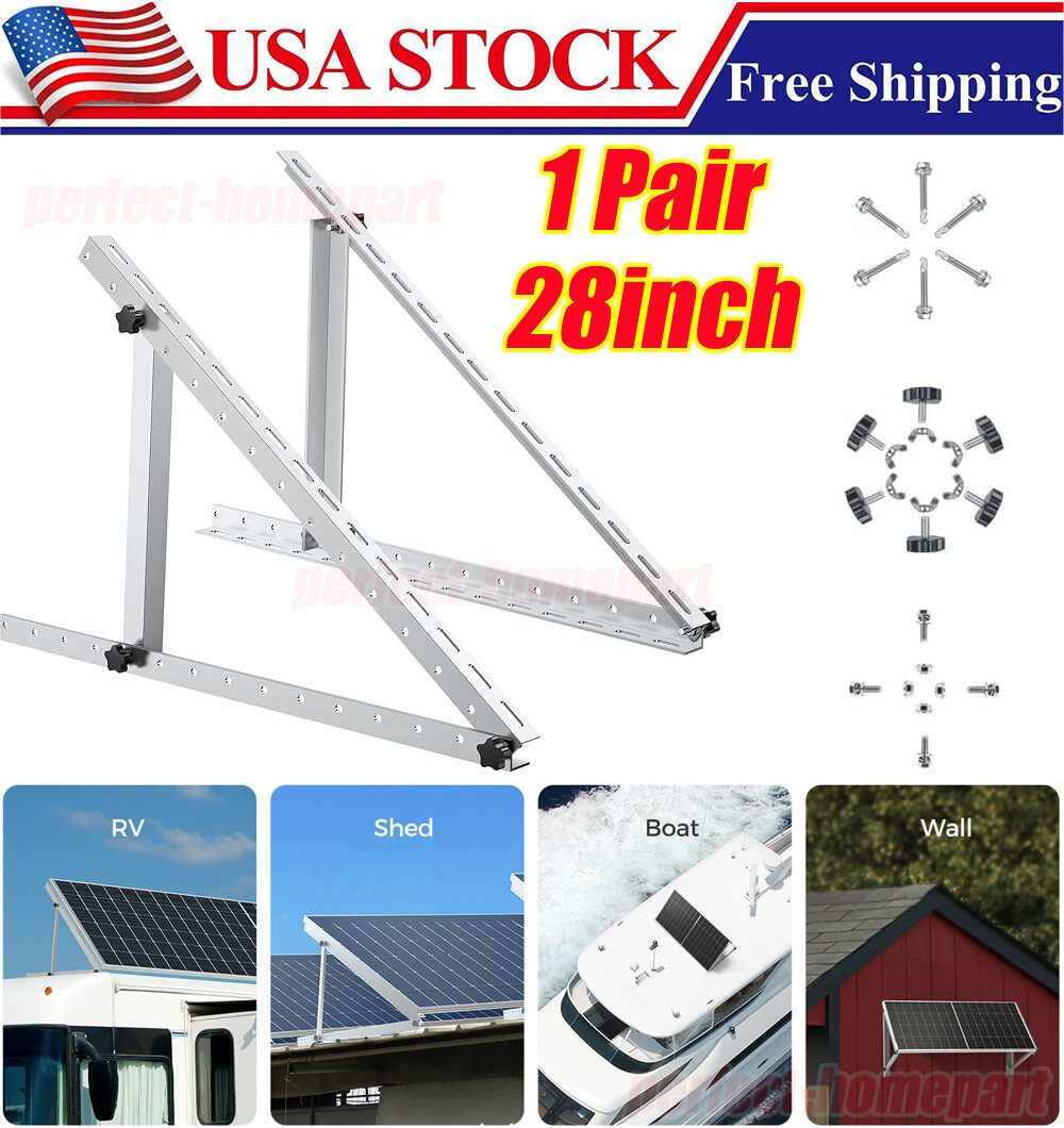 Solar Panel RV Tilt Mount Brackets Kit System Roof Flat Surface Adjustable Frame