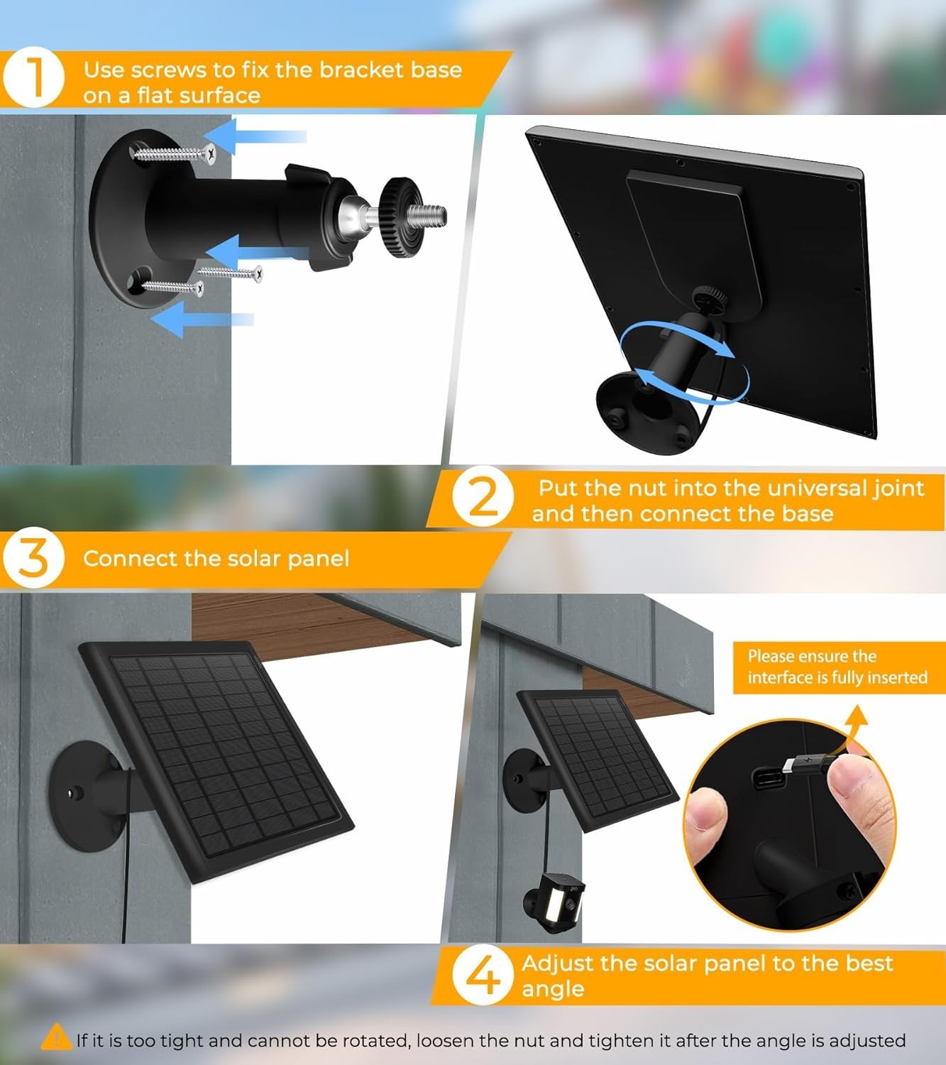 Panel solar de 8 W para cámara Ring, paquete de 2 cargadores solares compatibles