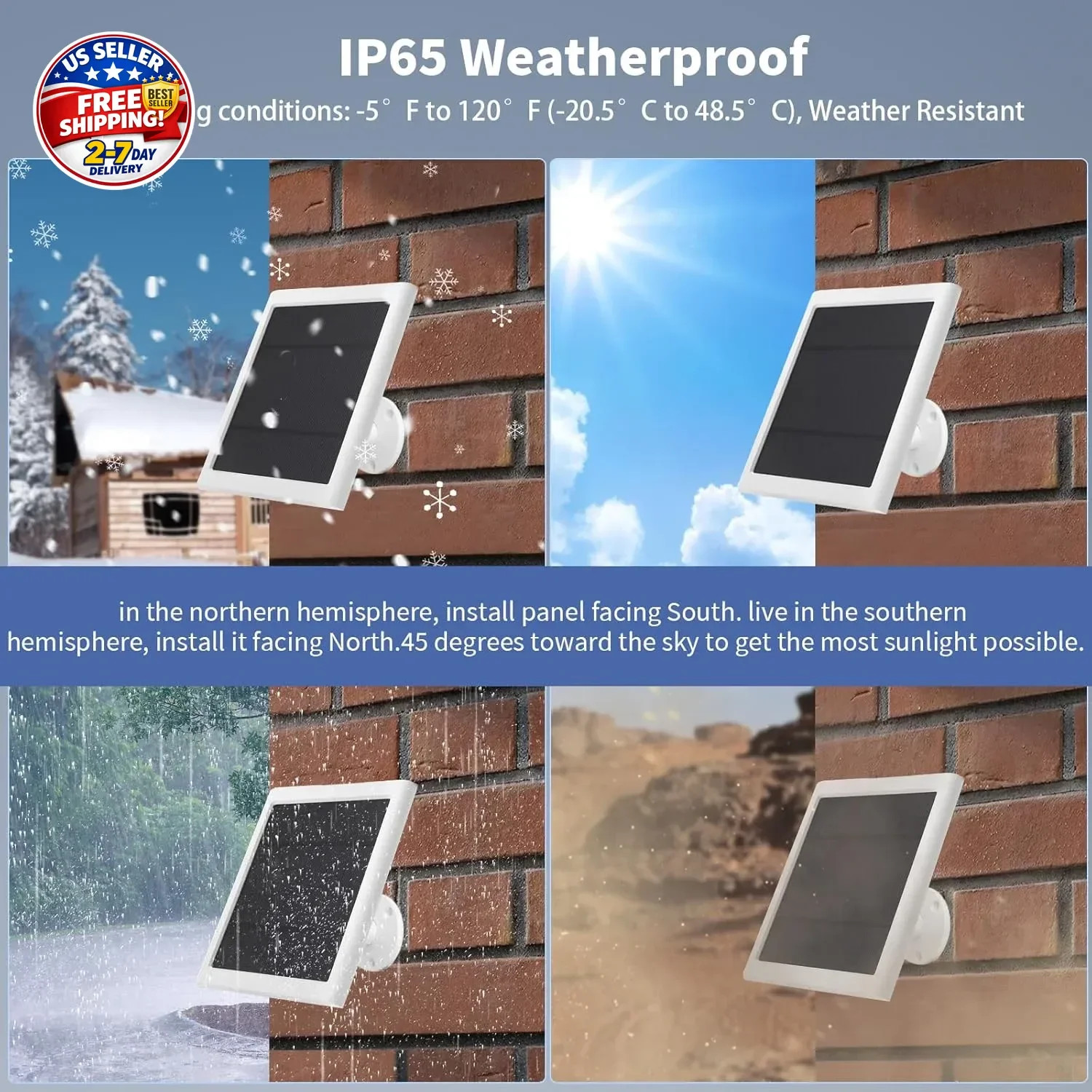 Solar Panel for Ring Camera(2nd Generation), 2 Pack 5W Solar Panel with 10FT/3M