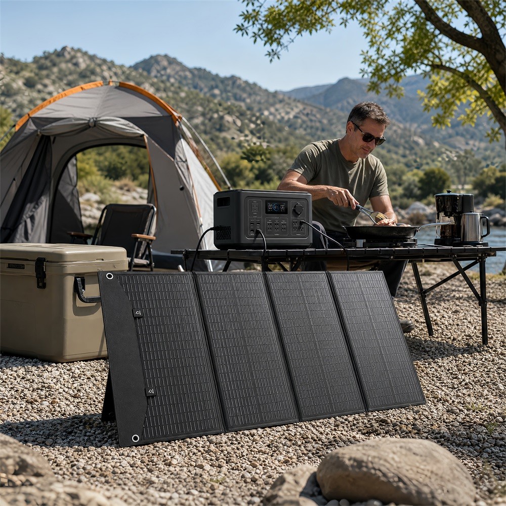 200W Portable Folding Solar Panel Charger Power Station IPX4 for RV Camping Home