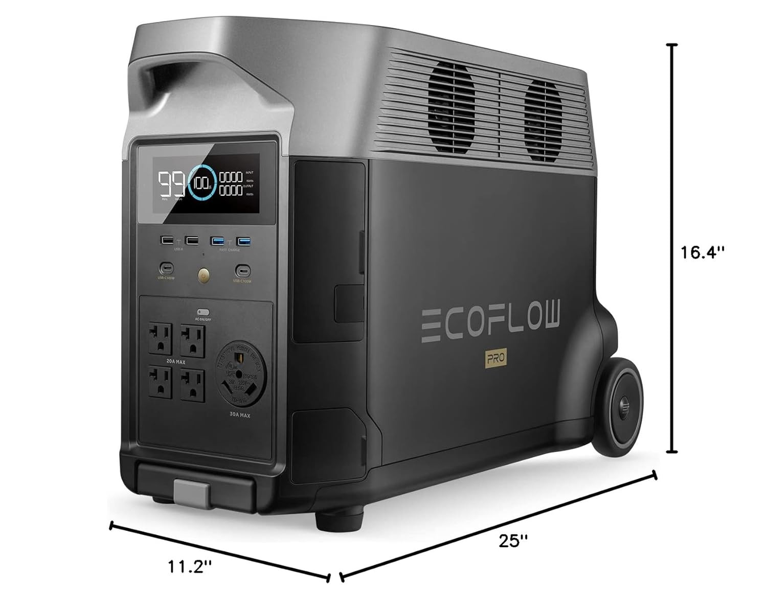 Portable Power Station 3600Wh DELTA Pro, 120V AC Outlets X 5, 3600W, 2.7H Fast C