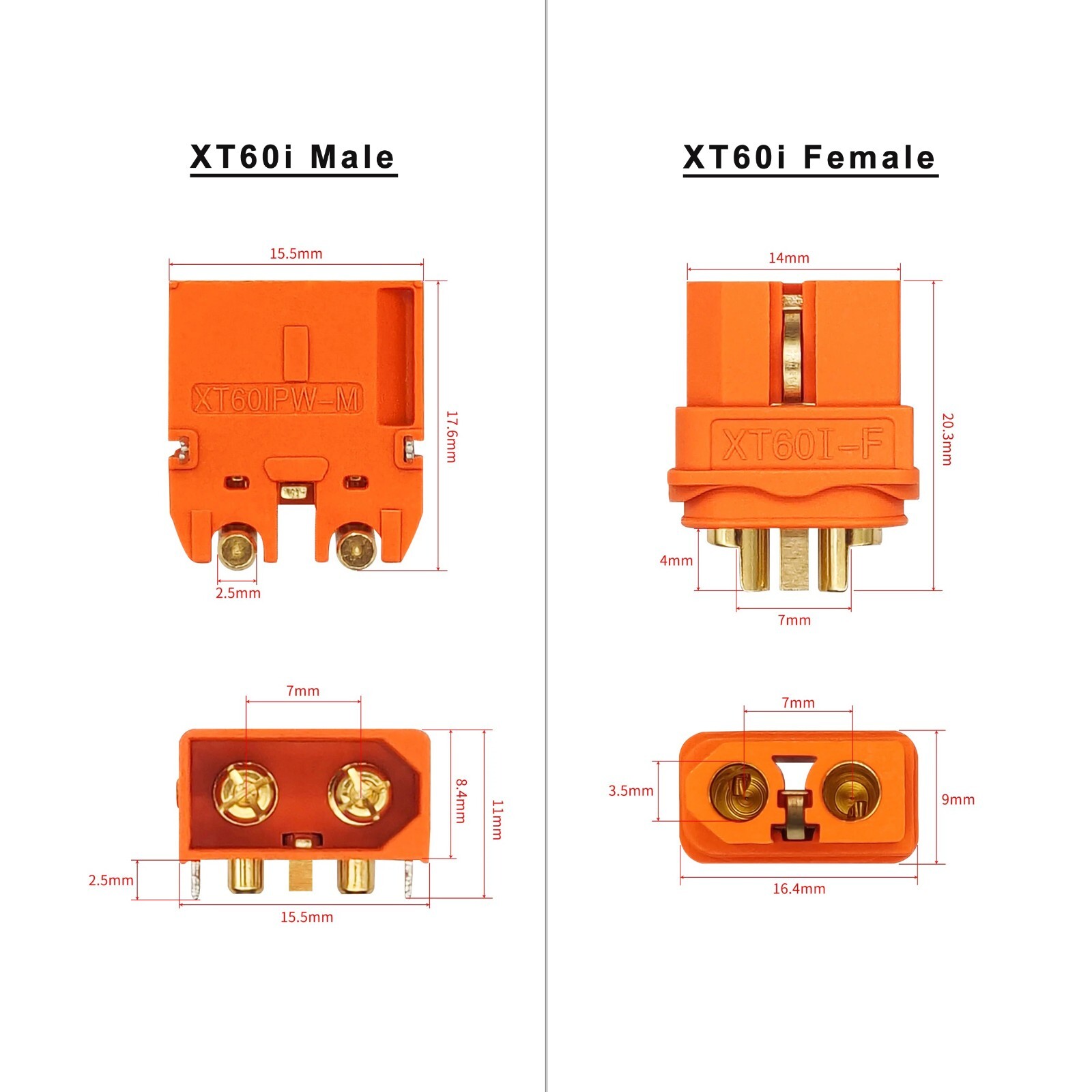 10 AWG XT60i Male Female Connector to Solar Panel Extension Charging Cable Wire