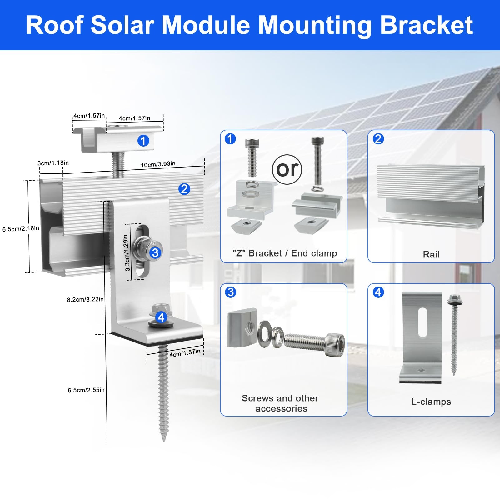10PCS Solar Panel Mounting Brackets, Solar Panel Mount for 1-4PCS Thickness 1…