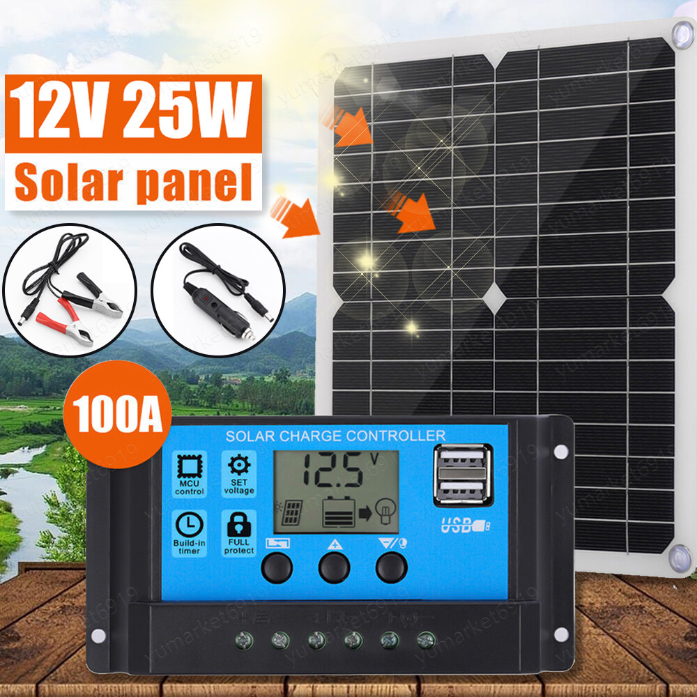 25W Watt Solar Panel 12V Battery Charger System Maintainer Marine Boat RV Car US