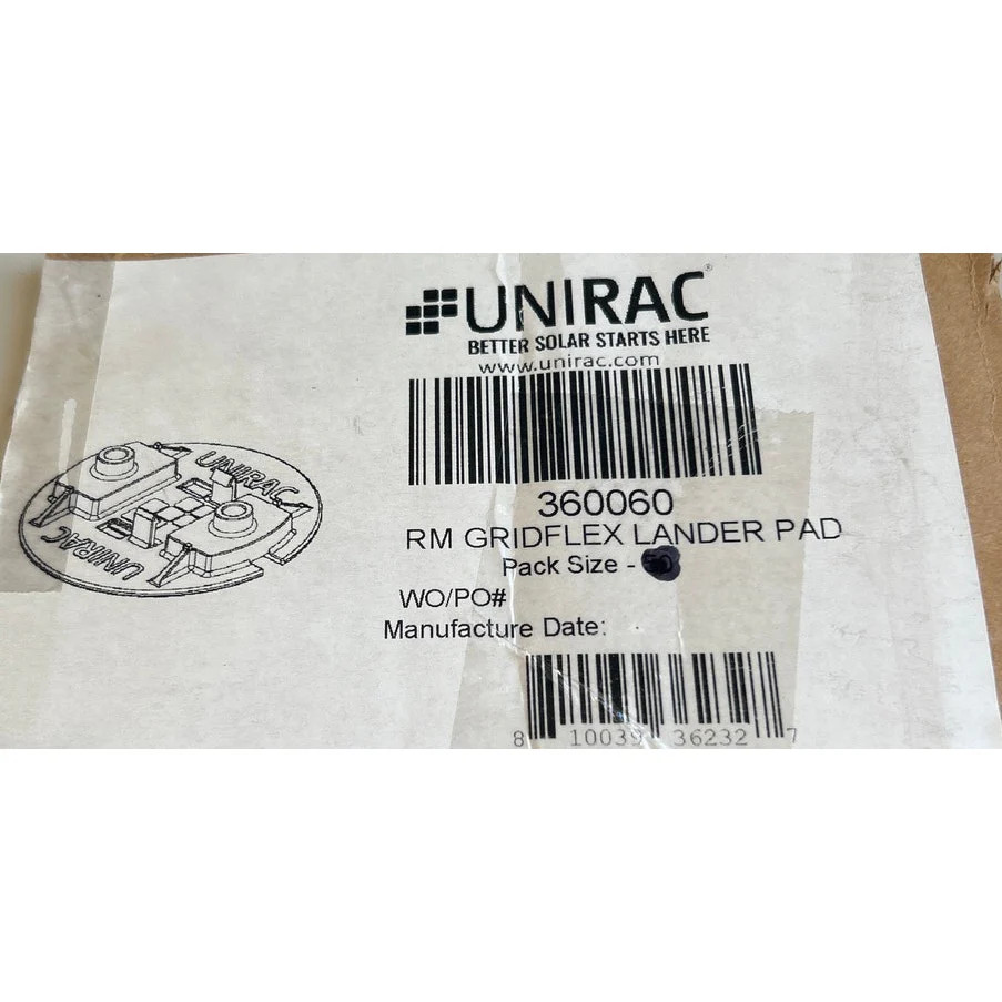New Open Box Unirac Roof Mount GridFlex Black Plastic Lander Pad – 3600600