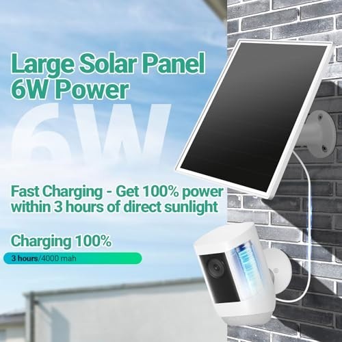6W Solar Panel Charger for Ring Cameras – USB-C & Barrel Plug, Waterproof, 16ft