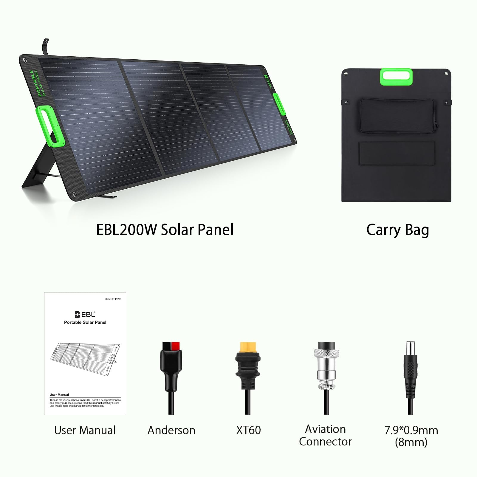 200W High Efficiency ETFE Foldable Solar Panel for Portable Power Station, IP…