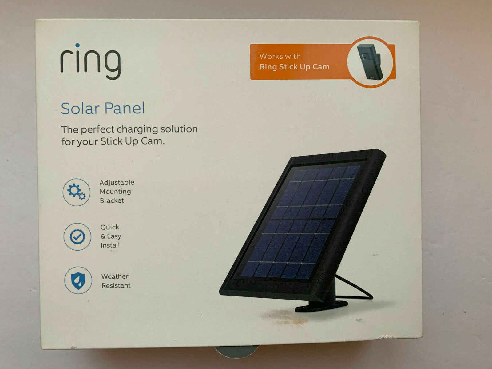 Ring Solar Panel Black for Ring Spotlight Cam Battery & Stick Up Cam Battery-