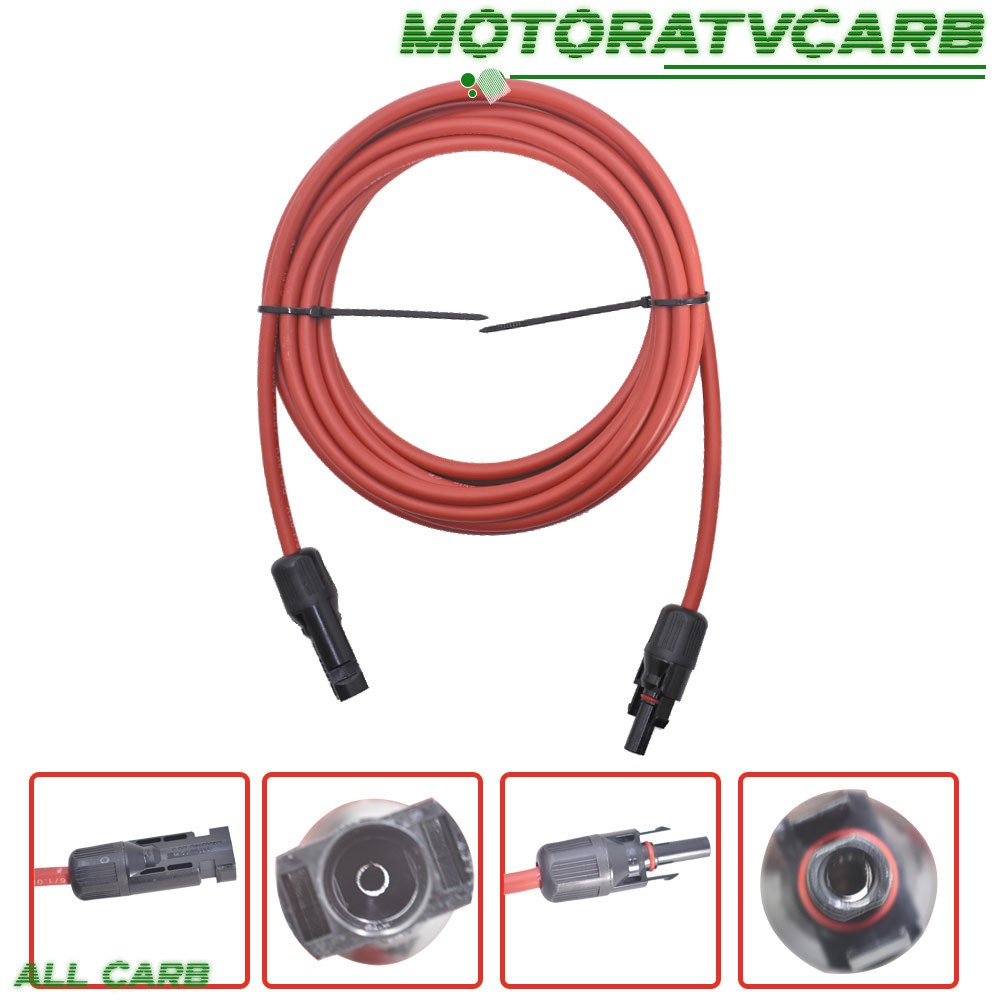 ALL-CARB 10 AWG 15 FT Solar Panel Extension Cable Wire Connector Black + Red