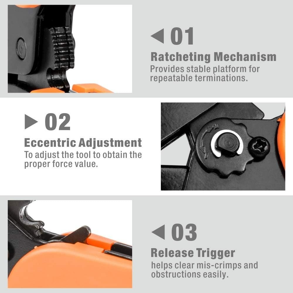 Durable iCrimp Solar Crimping Tool – EDM Jaw & Ergonomic Grip, Black/Orange