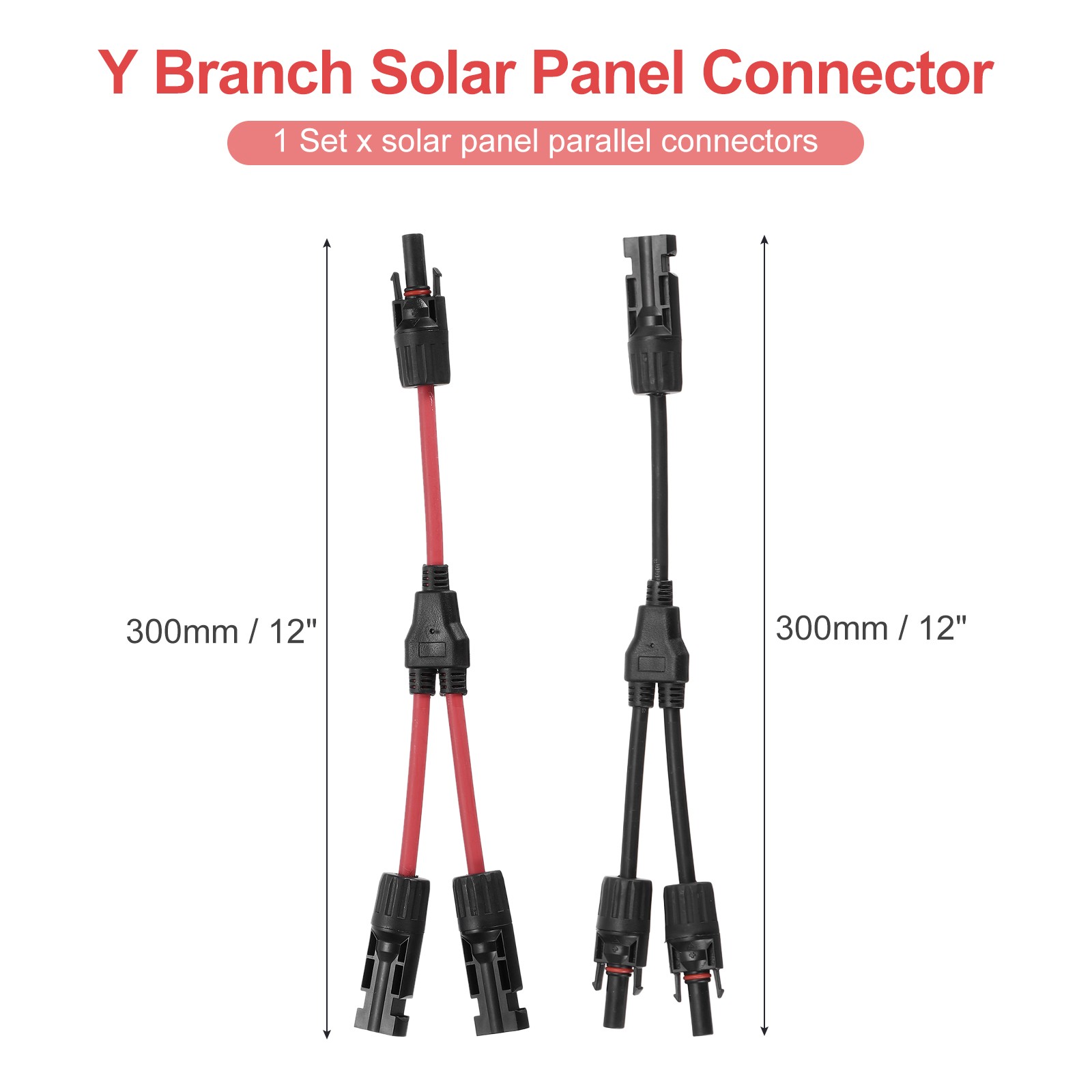 Solar Panel Connector Y Branch 2 to 1 Solar Panel Splitter 1Set, Red Black