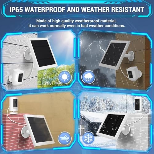 IP65 Solar Panel Outdoor for Ring Cameras () Spotlight Cam Plus/Pro White 2P