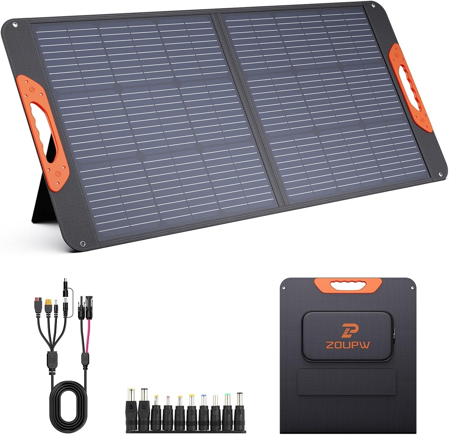 100W Portable Solar Panel W/ 5-in-1 Cable,23.5% Efficiency Mono Foldable Solar