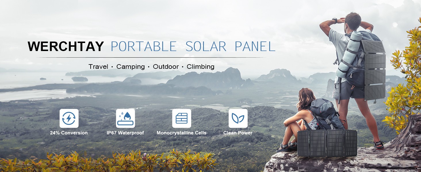 40W Foldable Waterproof Mono Solar Panel Charger RV with USB-C & USB-A Power NEW