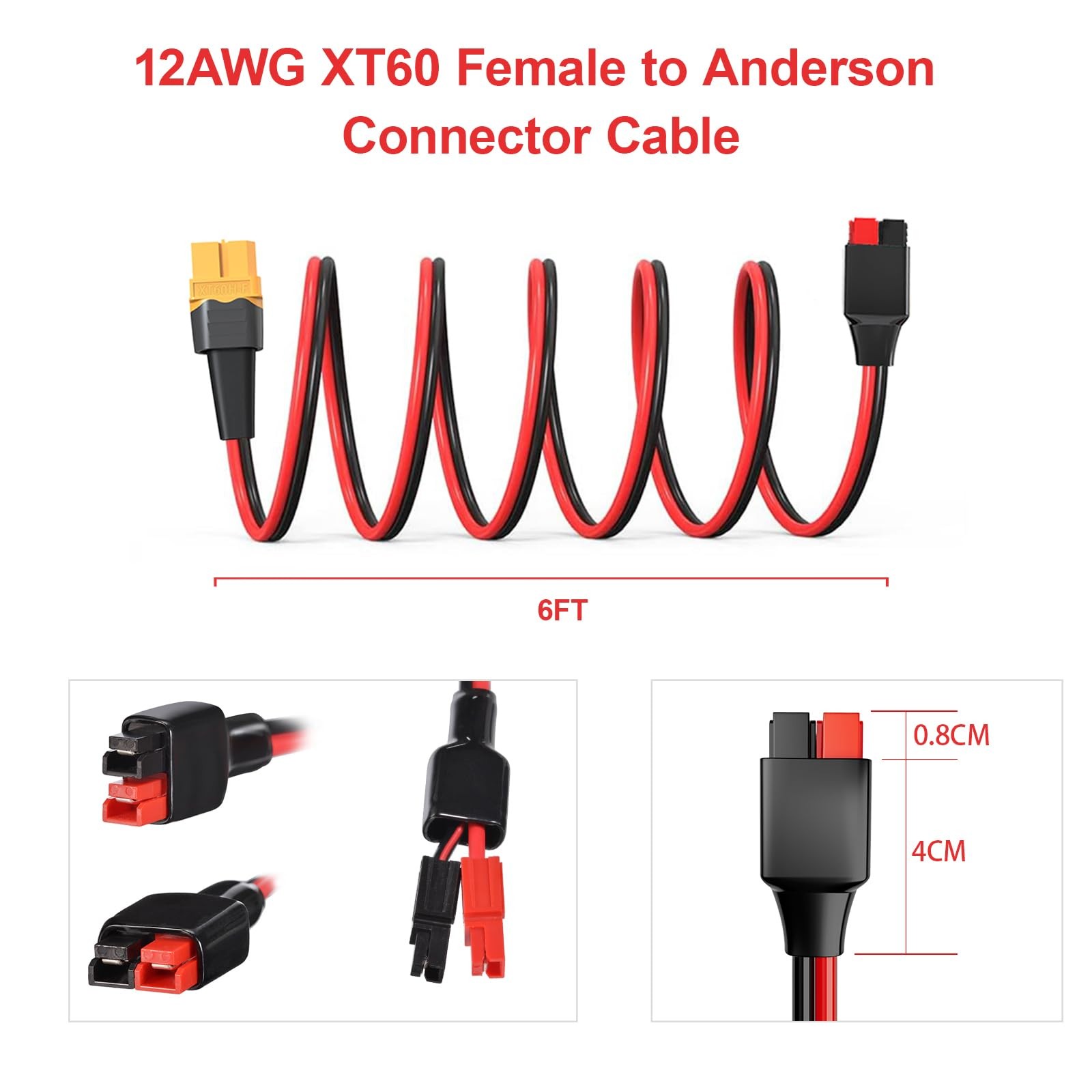 XT60 to Anderson Adapter,12AWG XT60 Female to Anderson Connector Cable for Po…