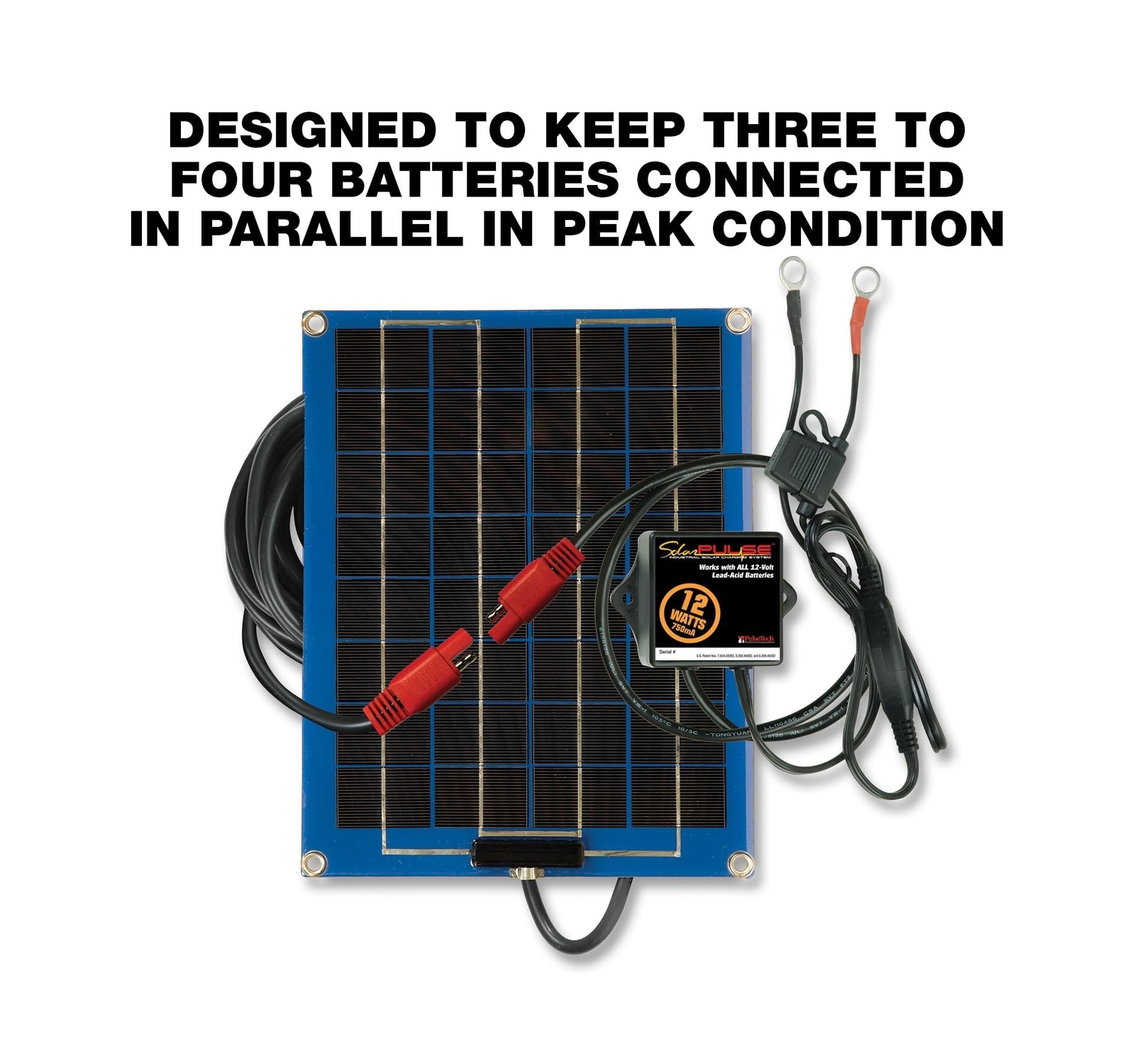 PulseTech SolarPulse SP-12 Solar Battery Charger Maintainer, 12 Watt, Blue