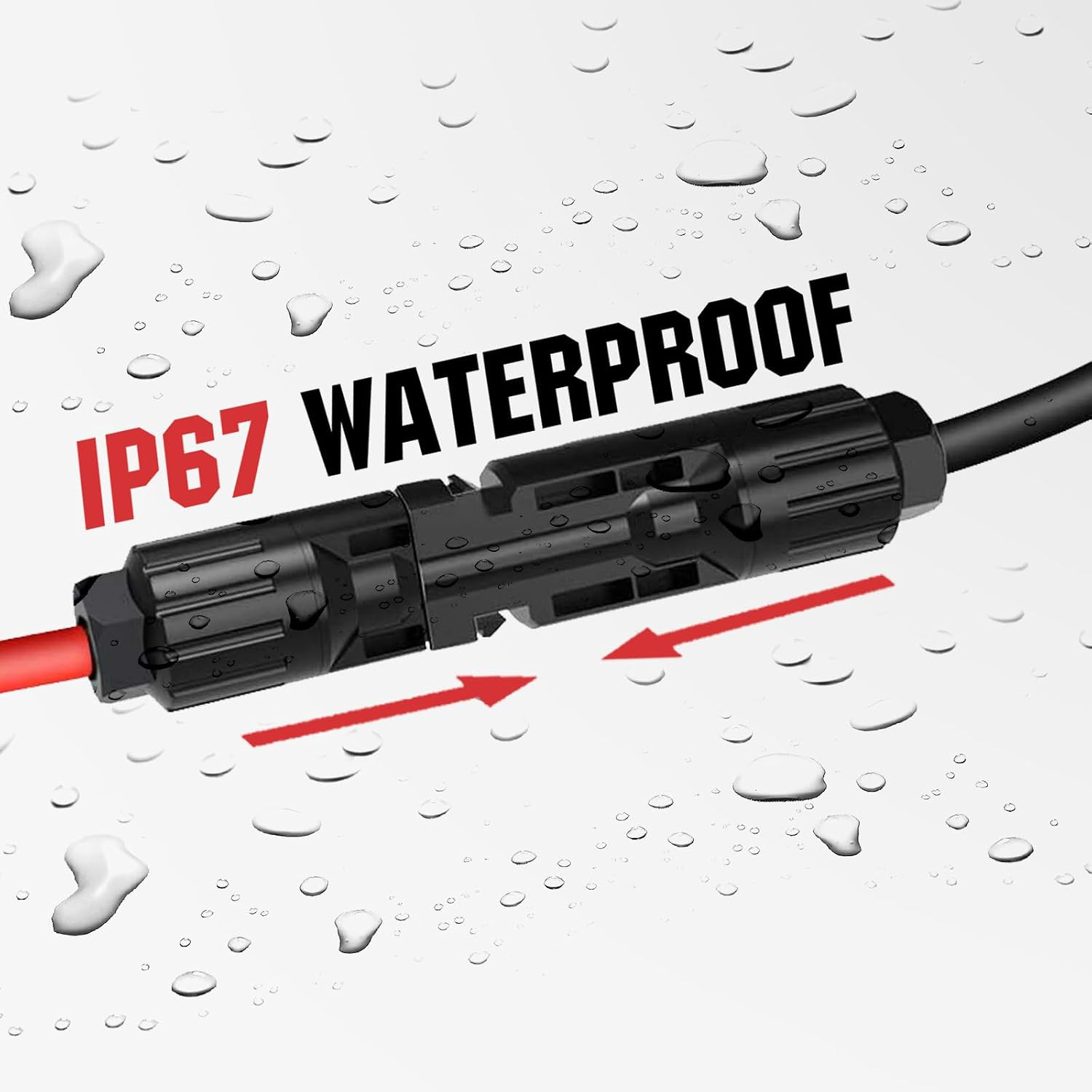 10FT 10AWG Solar Extension Cable 30A/1000V DC, IP67 Waterproof with Compatible Q