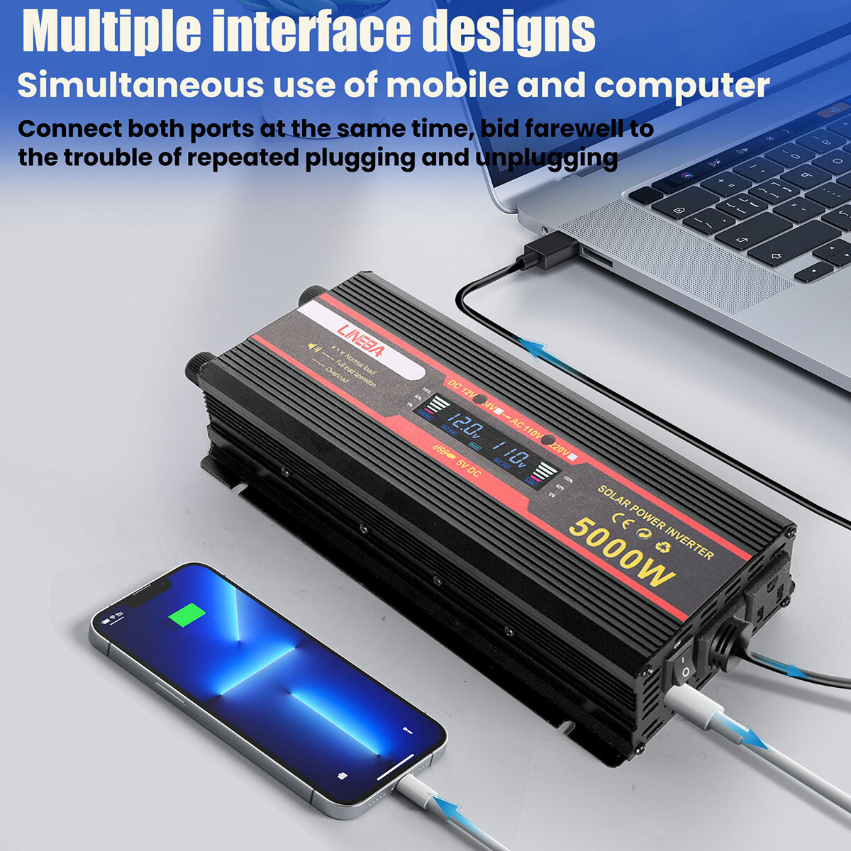 Complete Solar Panel Kit 5000W Inverter & Controller Home 110V Off Grid System