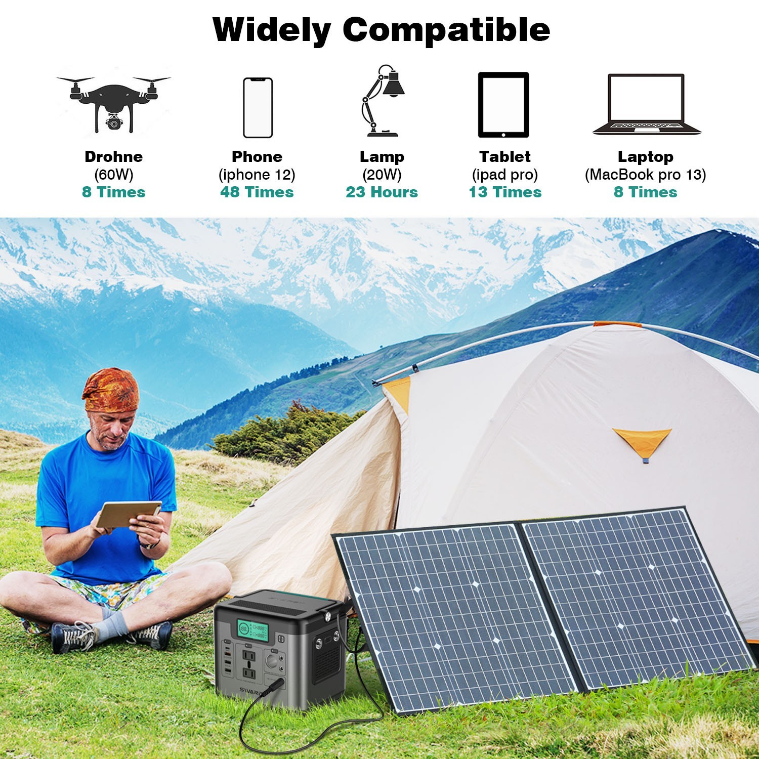 SWAREY S500 PRO Power bank, Portable 518Wh Lithium Battery Solar Power Station
