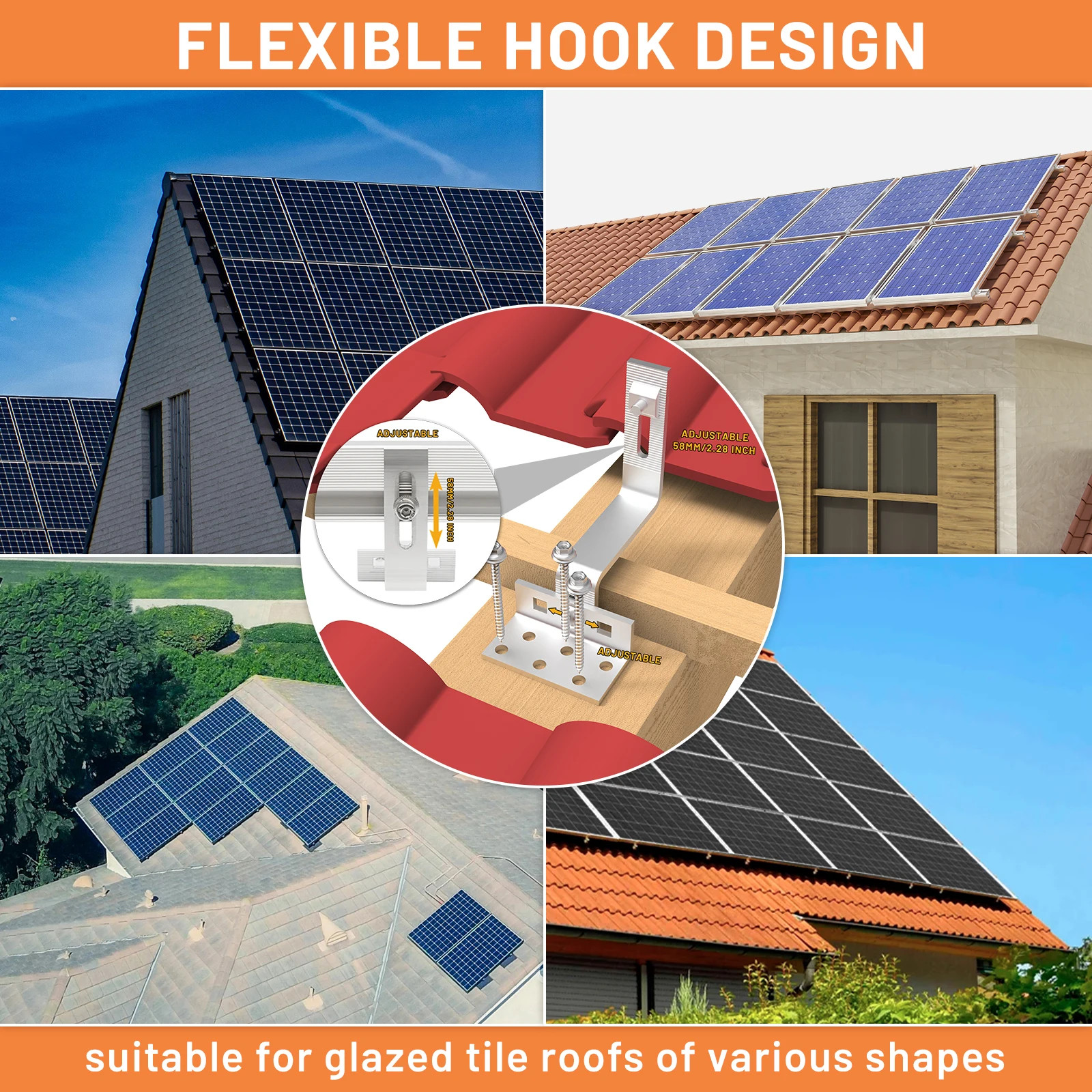 Solar Panel Mounting Set, Photovoltaic Mounting Rail for 1/2/4 Solar Panel, 300
