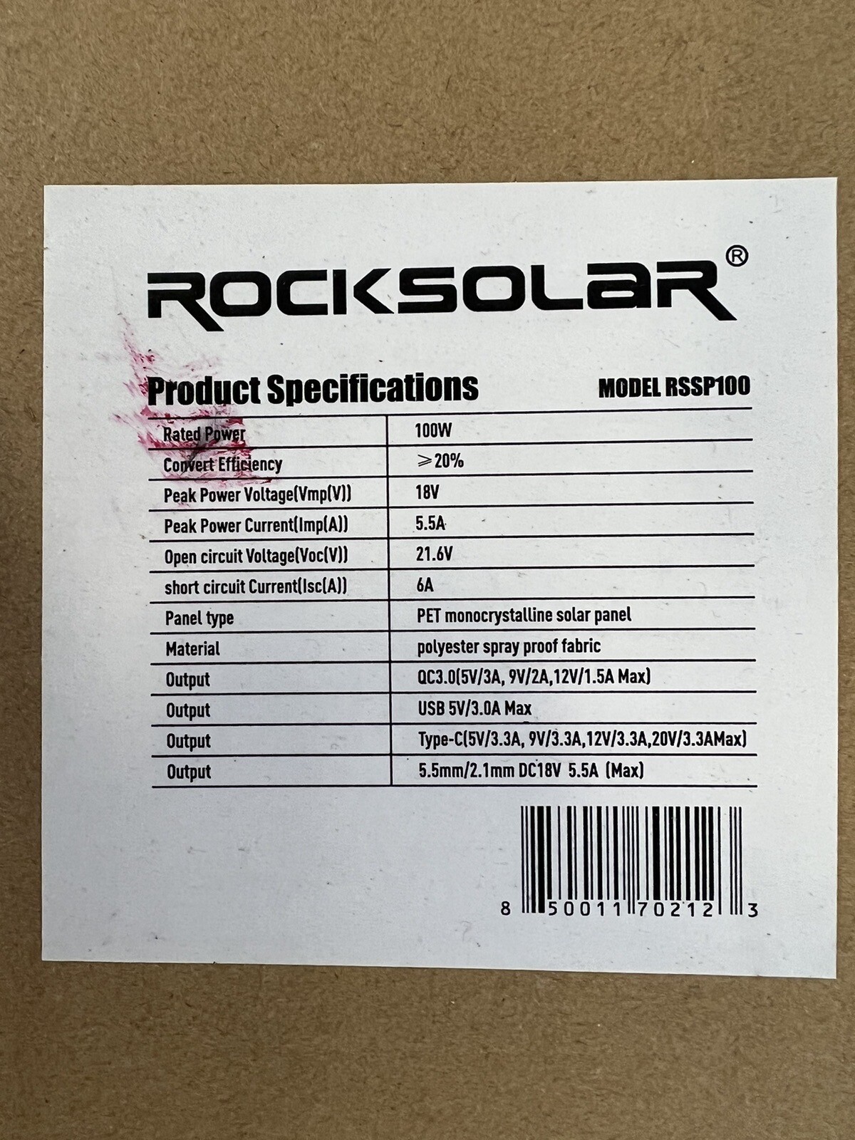Rocksolar 100 Watt 18V Foldable Solar Charger RSSP100 Power Station Panel Kit