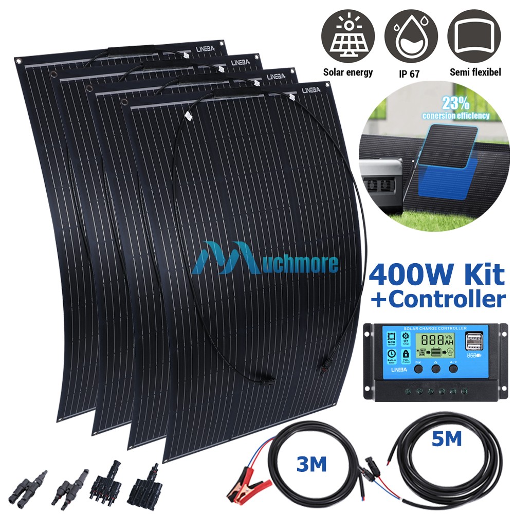 Flexible 200W 400W Ultra Thin Mono Solar Panel Kit 18V for RV Camping Off-Grid