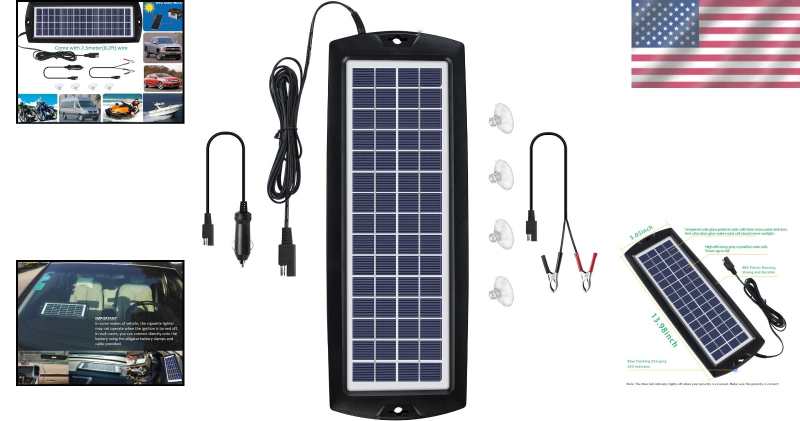 Durable Solar Panel Battery Maintainer – Prevents Battery Drain in All Vehicles